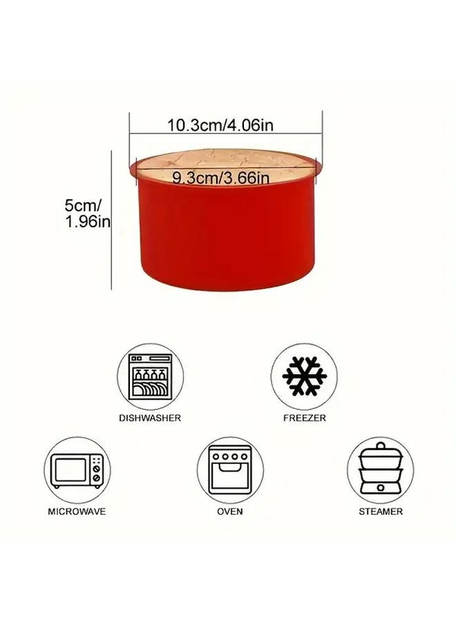 Red Silicone Baking Molds Set Of 8 4 Inch Non Stick Reusable Cake Dessert Pans - Image 3